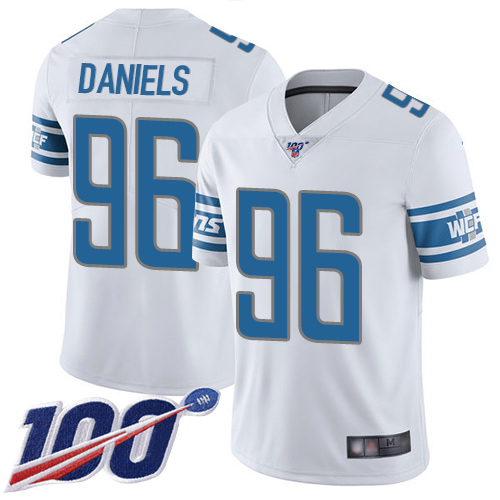 Detroit Lions Limited White Men Mike Daniels Road Jersey NFL Football #96 100th Season Vapor Untouchable->women nfl jersey->Women Jersey